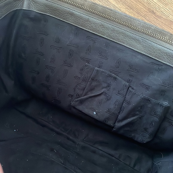 GUCCI Suede Medium 1973 Top Handle Satchel in Olive Brown - Picture 8 of 16